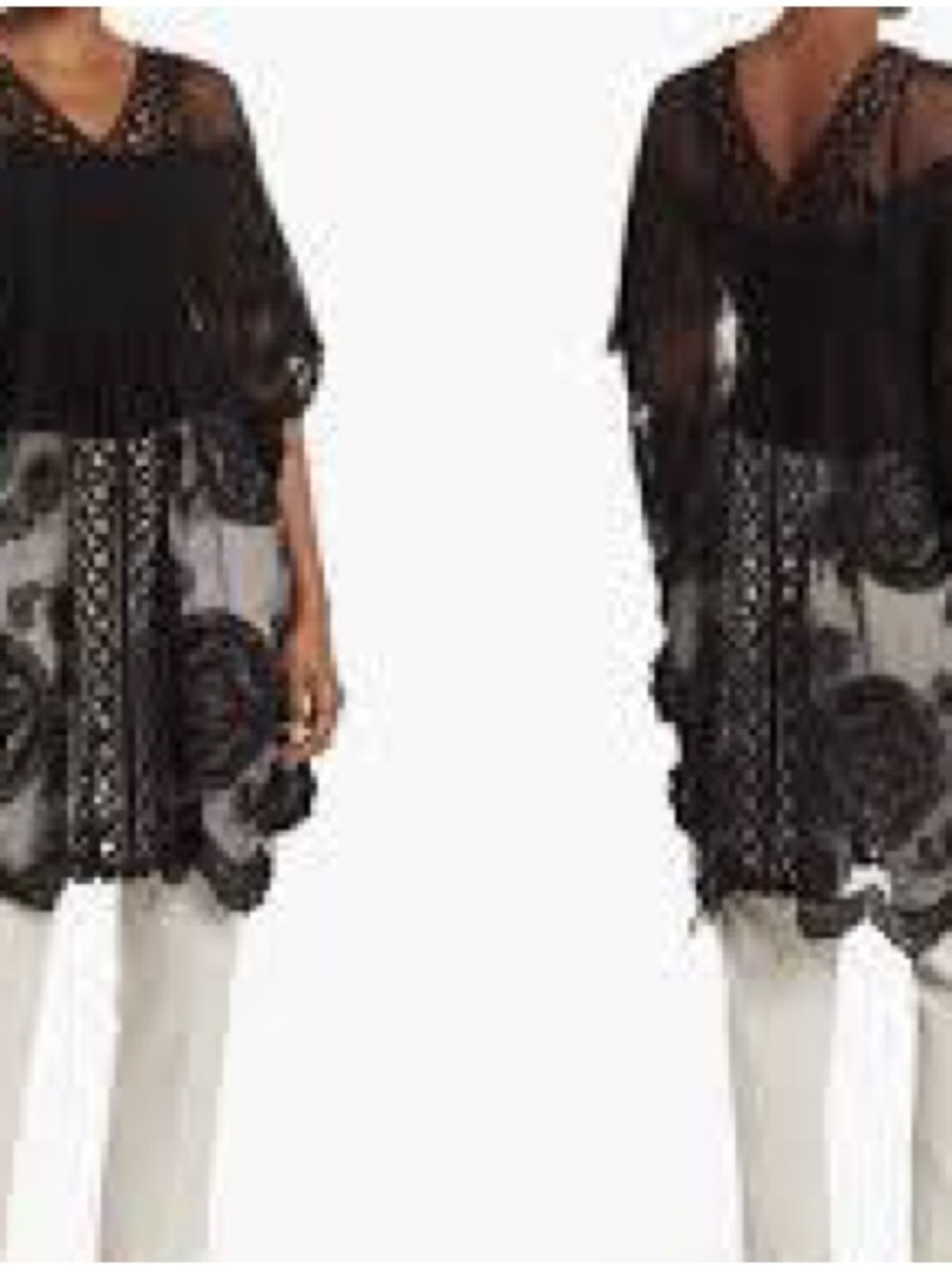 Vince Camuto Black Lace Crochet Tunic with V-Neck